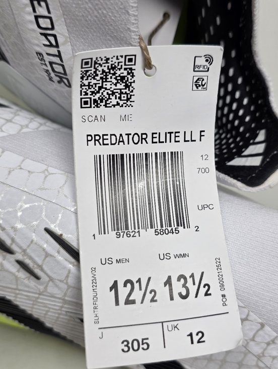 Adidas Predator Elite Laceless FG Men Size 12.5 White Green Soccer Cleats JI1075 main image 8
